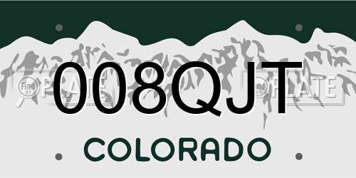 008QJT Colorado License Plate