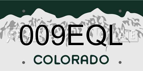 009EQL Colorado License Plate