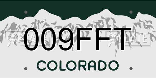 009FFT Colorado License Plate