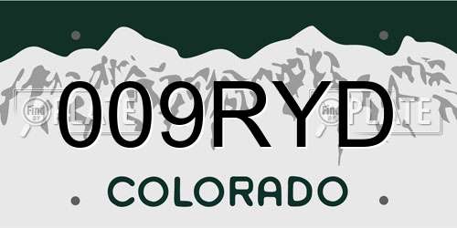 009RYD Colorado License Plate