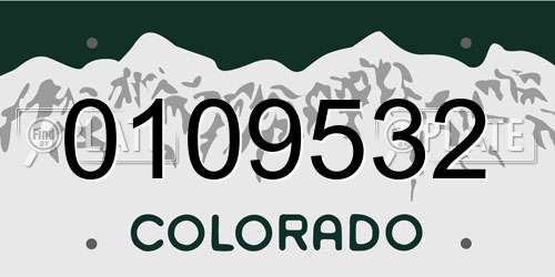 0109532 Colorado License Plate