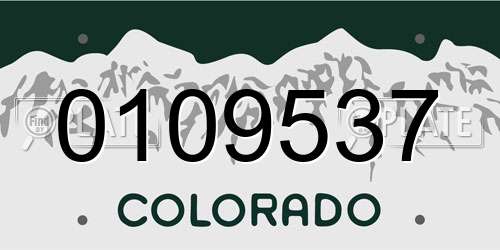 0109537 Colorado License Plate