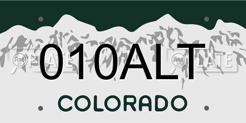 010ALT Colorado License Plate