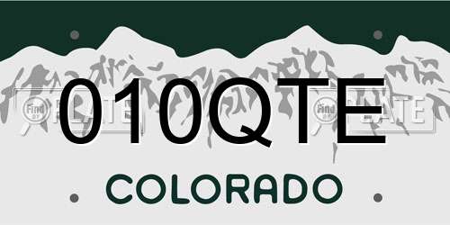 010QTE Colorado License Plate