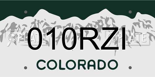 010RZI Colorado License Plate
