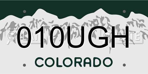 010UGH Colorado License Plate