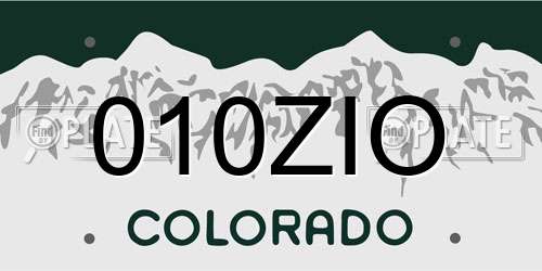 010ZIO Colorado License Plate