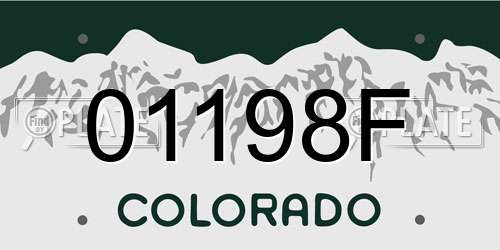 01198F Colorado License Plate