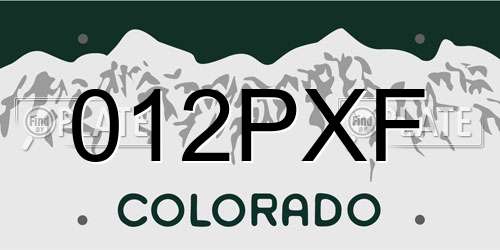 012PXF Colorado License Plate