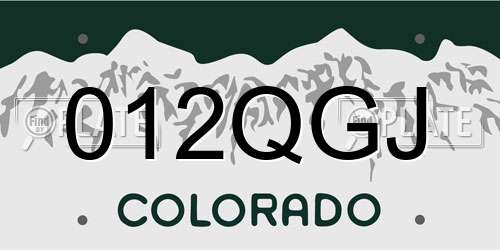 012QGJ Colorado License Plate