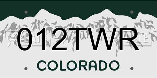 012TWR Colorado License Plate