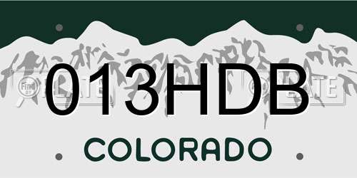 013HDB Colorado License Plate