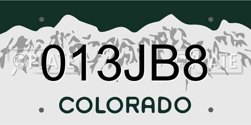 013JB8 Colorado License Plate