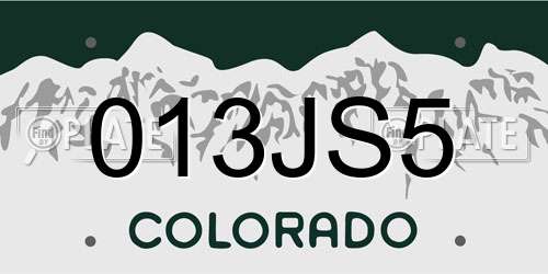 013JS5 Colorado License Plate