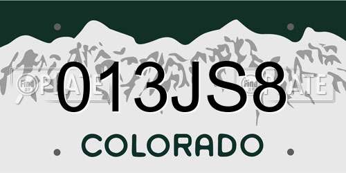 013JS8 Colorado License Plate
