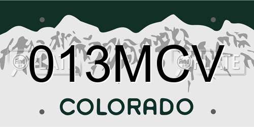 013MCV Colorado License Plate