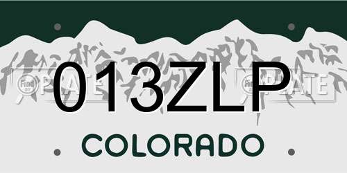 013ZLP Colorado License Plate