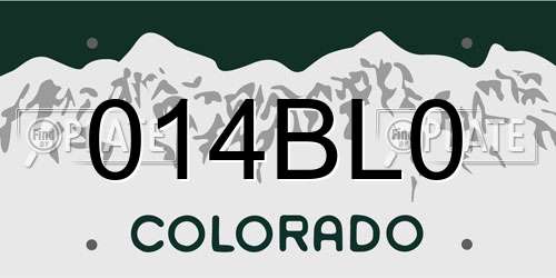 014BL0 Colorado License Plate