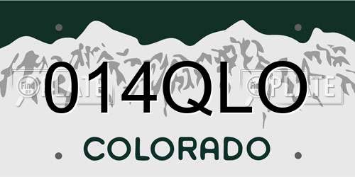 014QLO Colorado License Plate