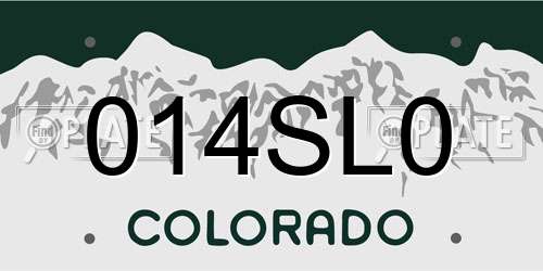 014SL0 Colorado License Plate