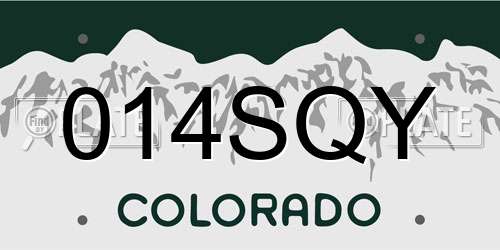 014SQY Colorado License Plate