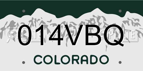 014VBQ Colorado License Plate