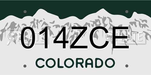014ZCE Colorado License Plate