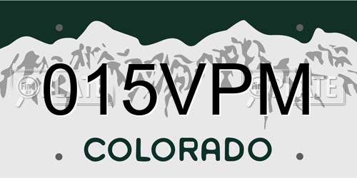015VPM Colorado License Plate