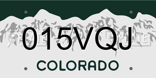 015VQJ Colorado License Plate