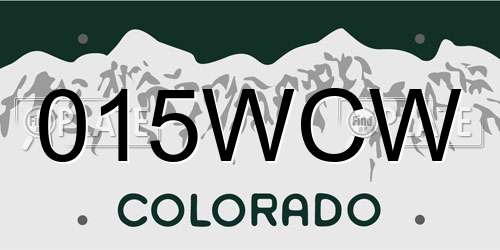 015WCW Colorado License Plate