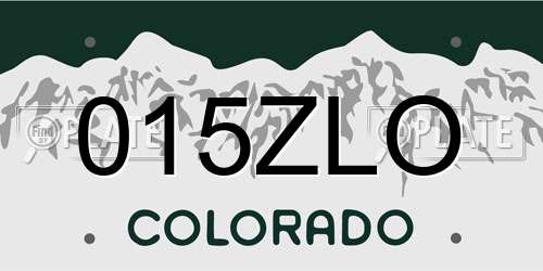 015ZLO Colorado License Plate