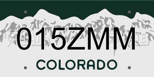 015ZMM Colorado License Plate