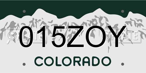 015ZOY Colorado License Plate