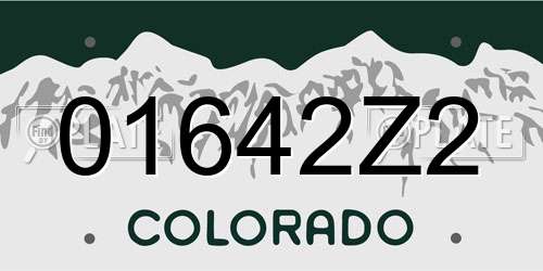 01642Z2 Colorado License Plate