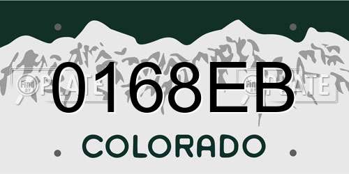 0168EB Colorado License Plate