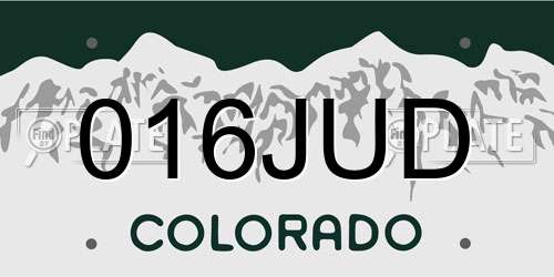 016JUD Colorado License Plate