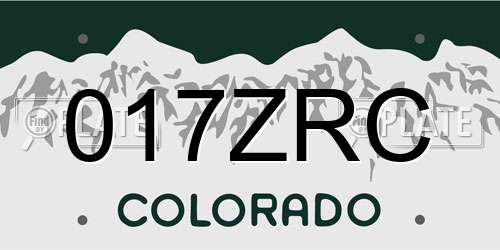 017ZRC Colorado License Plate