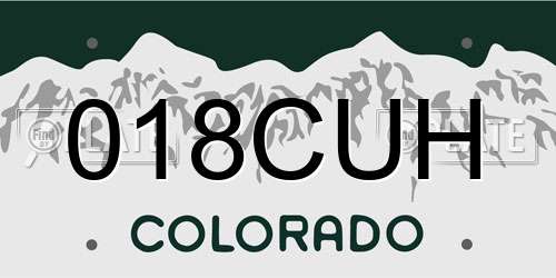 018CUH Colorado License Plate