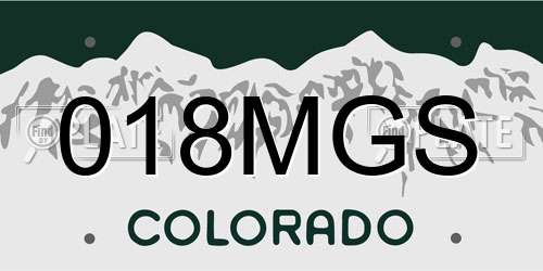018MGS Colorado License Plate