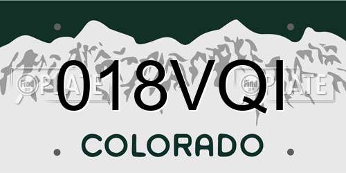 018VQI Colorado License Plate