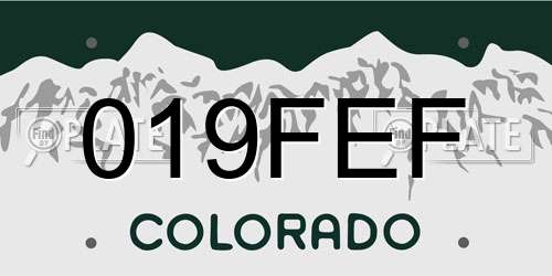 019FEF Colorado License Plate