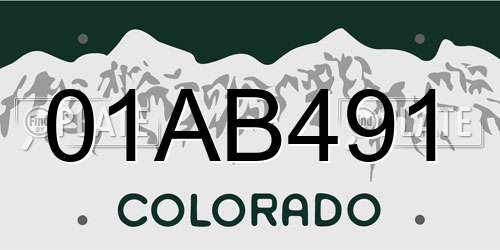 01AB491 Colorado License Plate