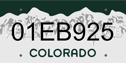 01EB925 Colorado License Plate