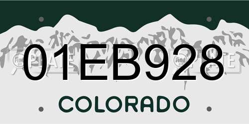 01EB928 Colorado License Plate