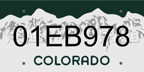 01EB978 Colorado License Plate