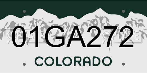 01GA272 Colorado License Plate