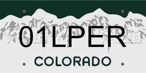 01LPER Colorado License Plate