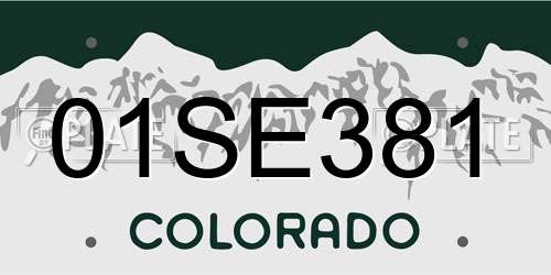 01SE381 Colorado License Plate