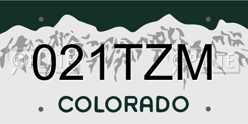 021TZM Colorado License Plate