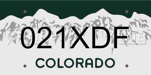 021XDF Colorado License Plate